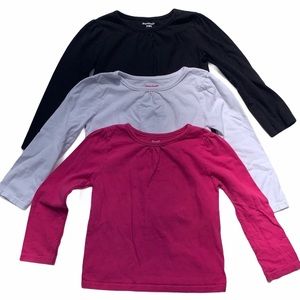 3 solid color long sleeve shirts. Girls, size 3T.